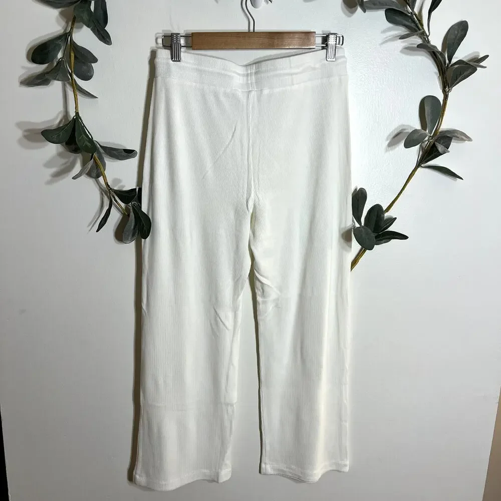 Andie White Waffle Knit Cropped Pants